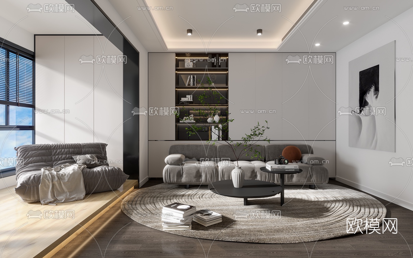 现代阳台休息室3d模型下载