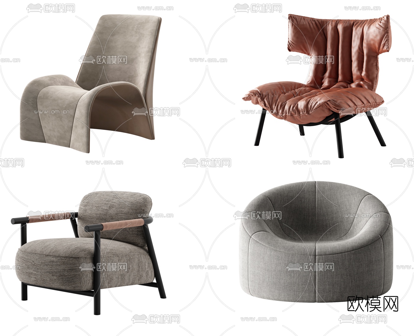现代布艺休闲沙发3d模型下载