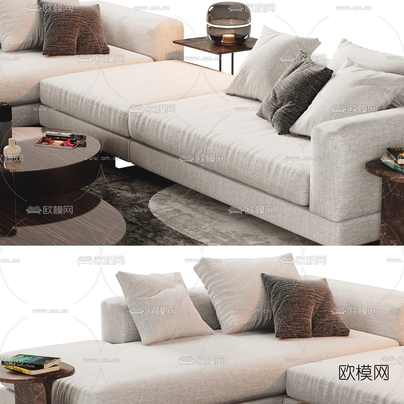 现代布艺转角沙发3d模型