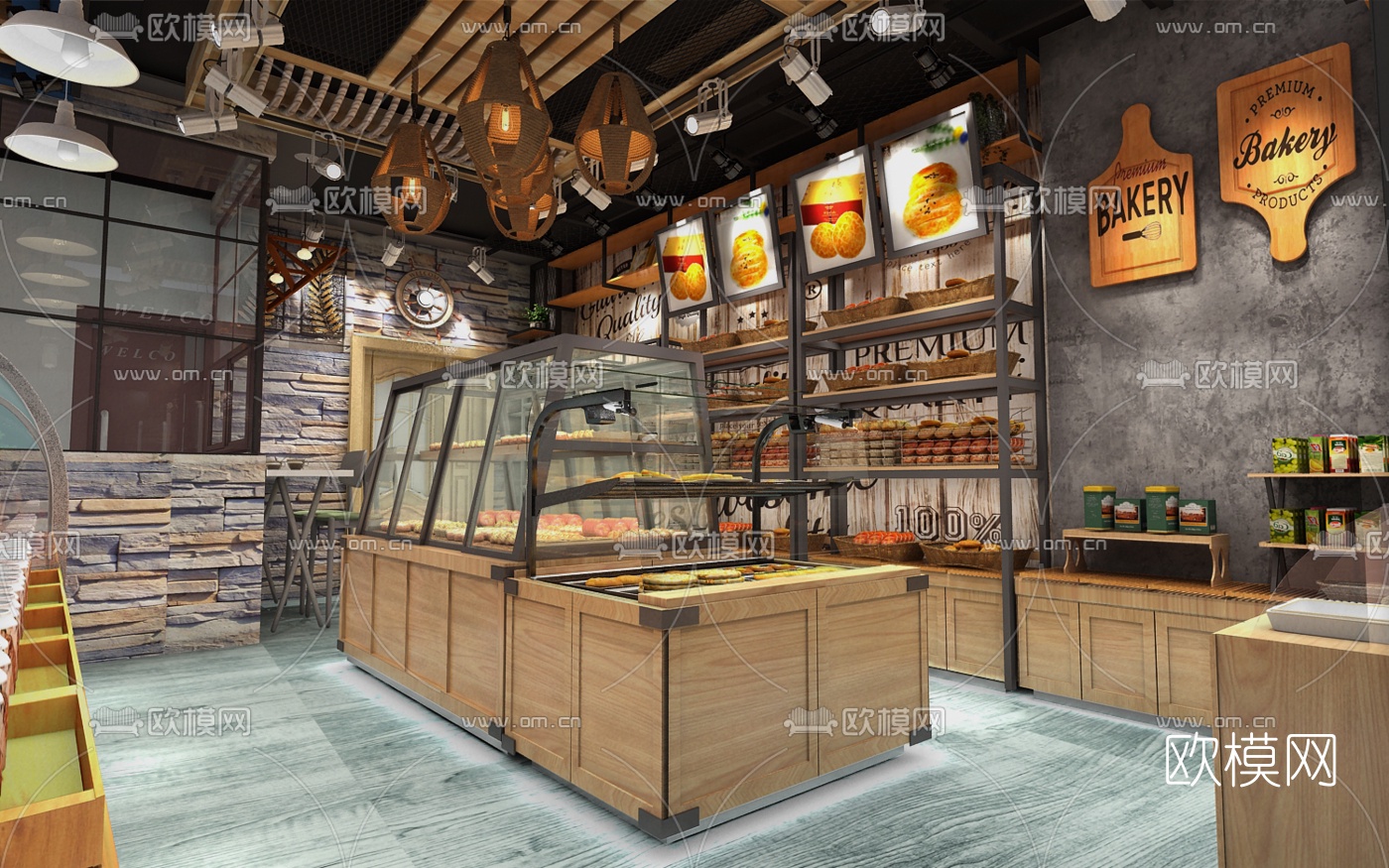 工业风面包蛋糕店3D模型