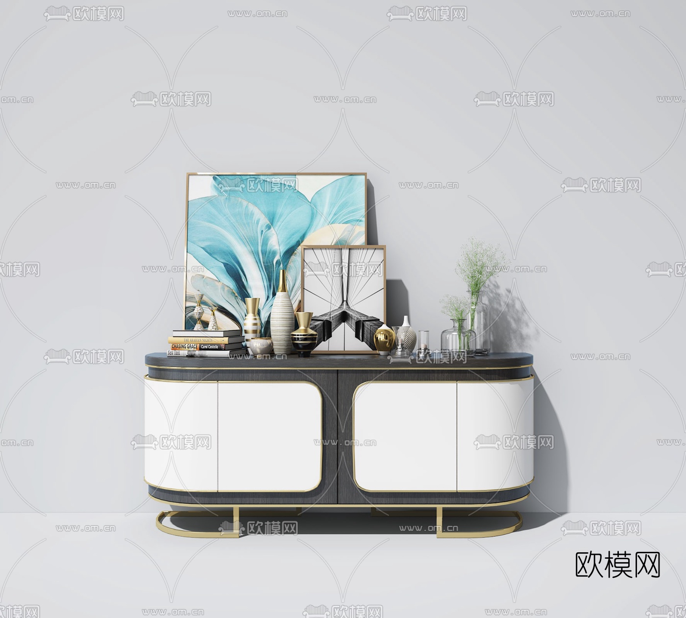 现代轻奢餐边柜3D模型下载（渲染图5）