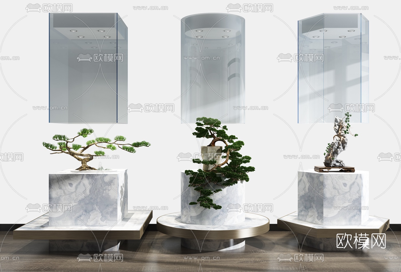 新中式盆栽3d模型下载