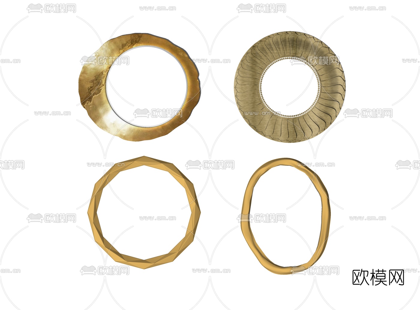 现代金属装饰镜子su模型下载