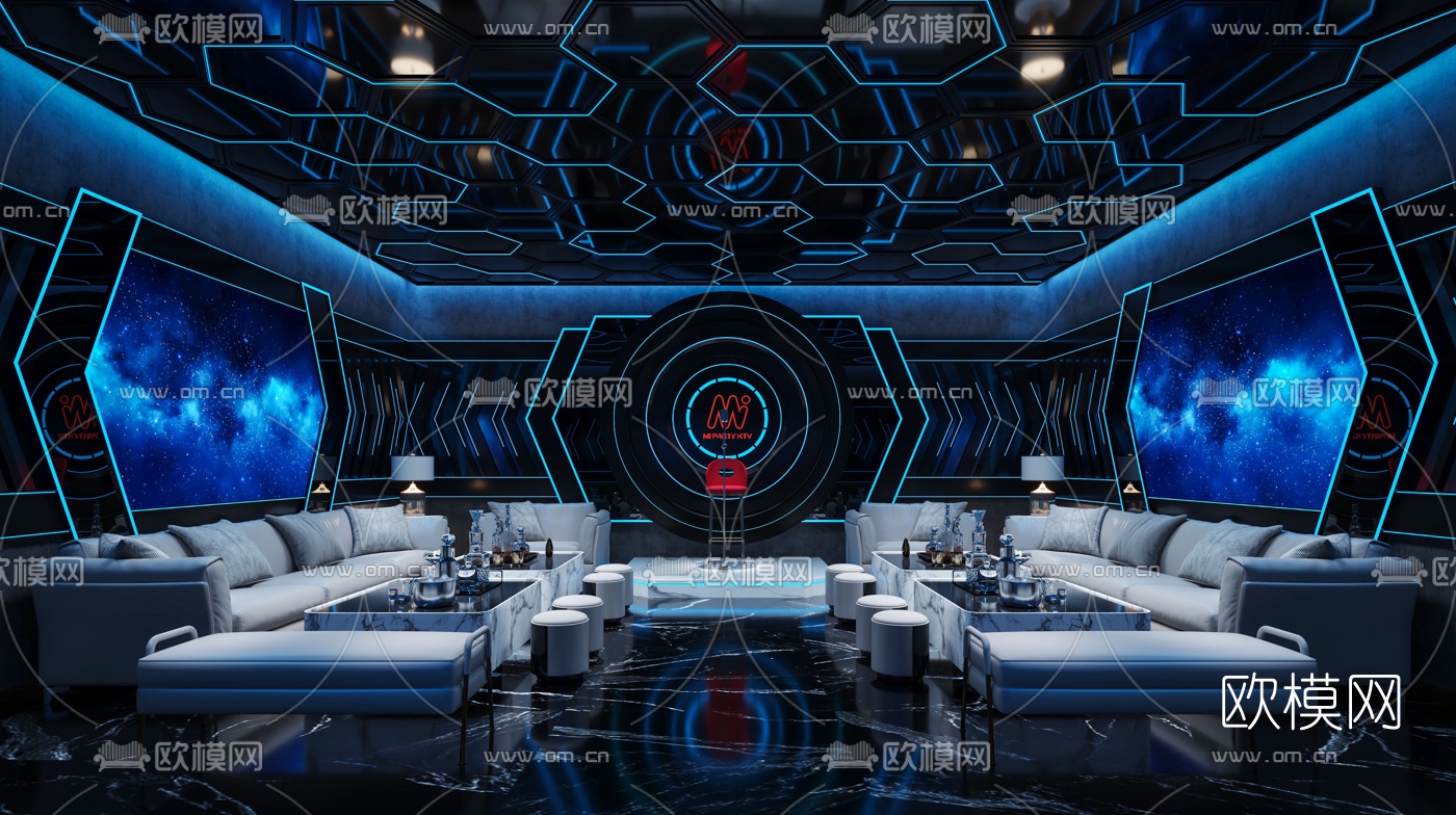 现代KTV包房3d模型下载（渲染图1）