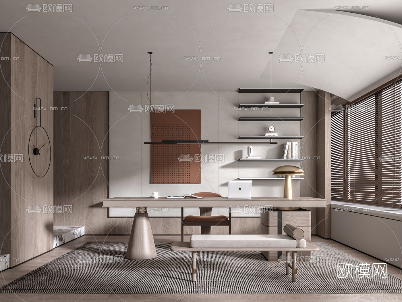 侘寂书房su模型下载（渲染图1）