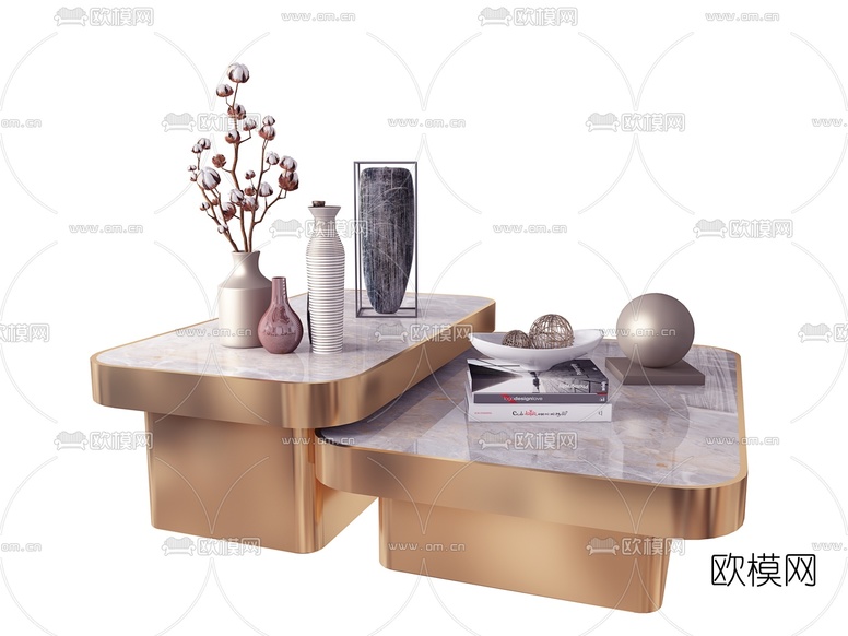 现代轻奢茶几组合3d模型下载(渲染图4)
