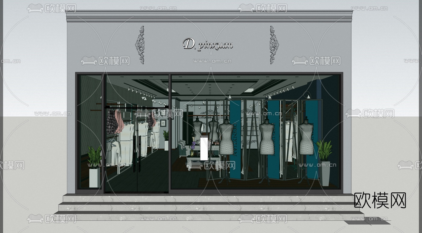欧式服装店su模型下载（渲染图2）
