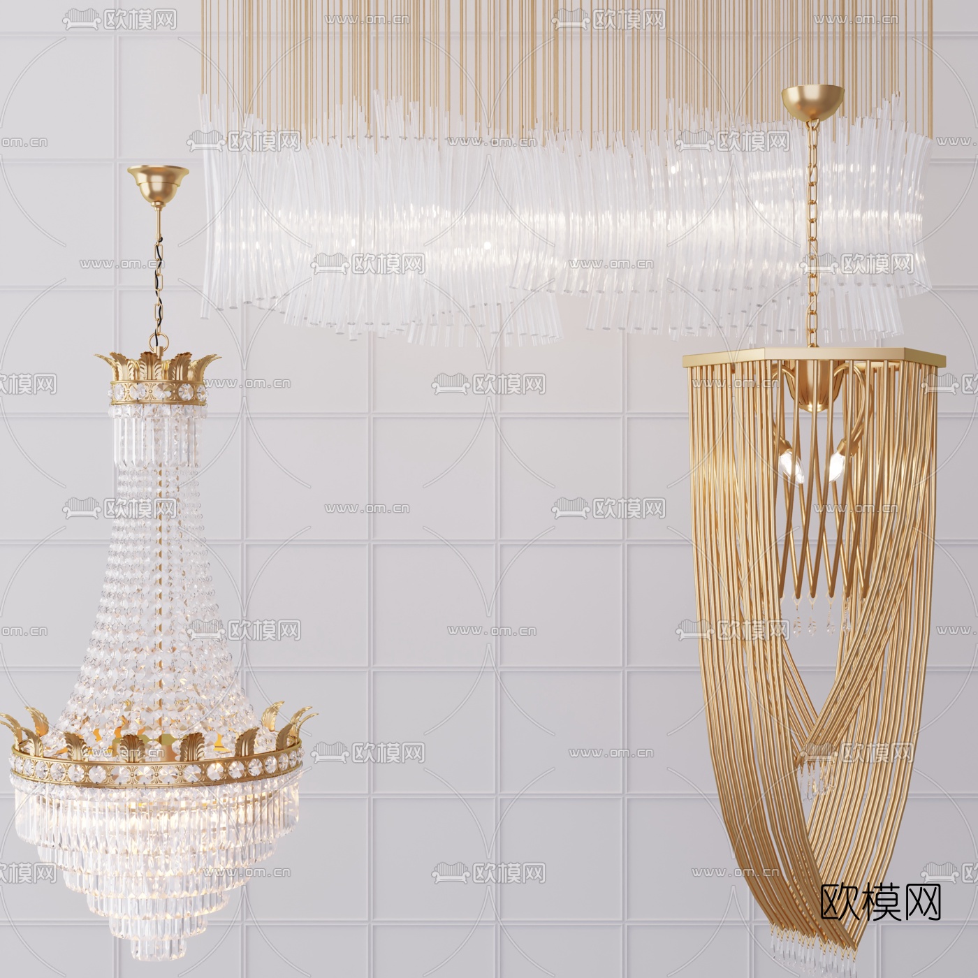 现代水晶吊灯3d模型下载