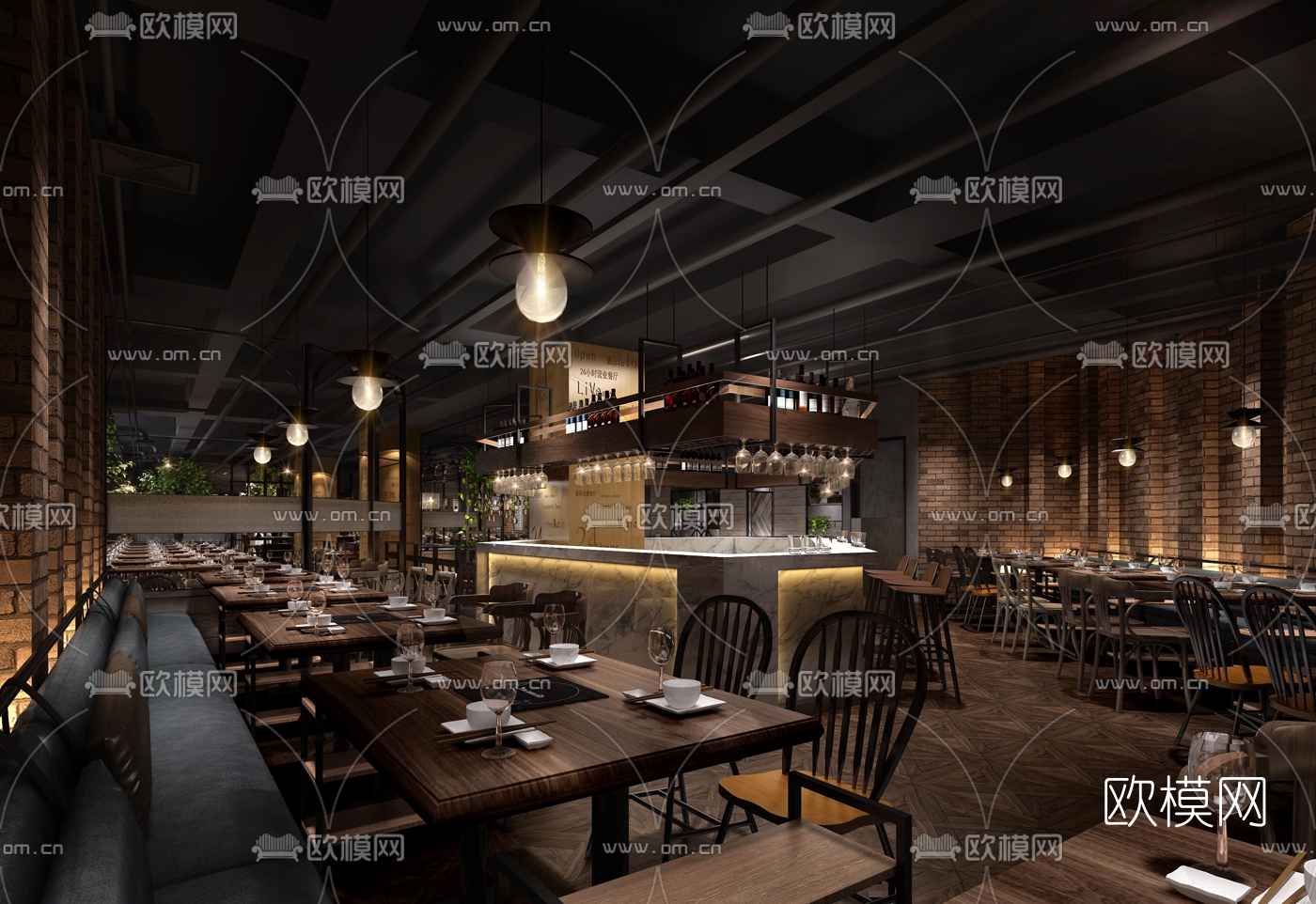 工业风音乐餐吧3d模型