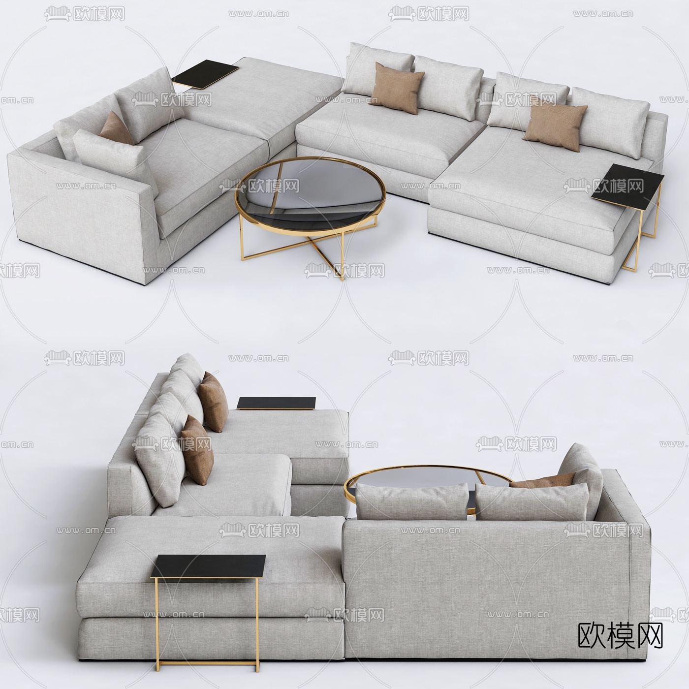 意大利 Minotti 米洛提 现代多人转角沙发3d模型