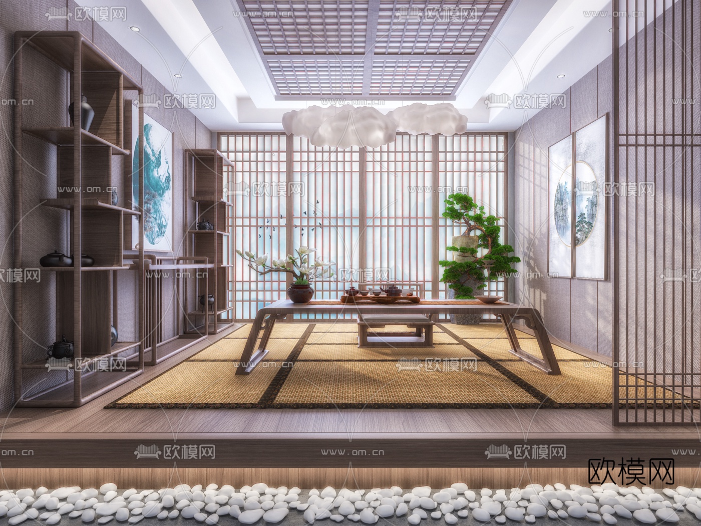 日式榻榻米茶室3d模型