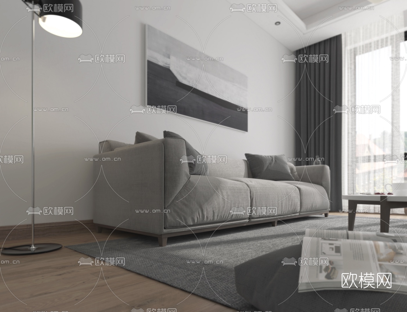 现代简约客厅3d模型