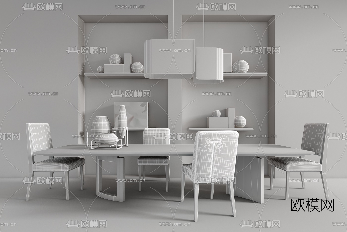 FENDI CASA品牌 现代餐桌椅组合3D模型