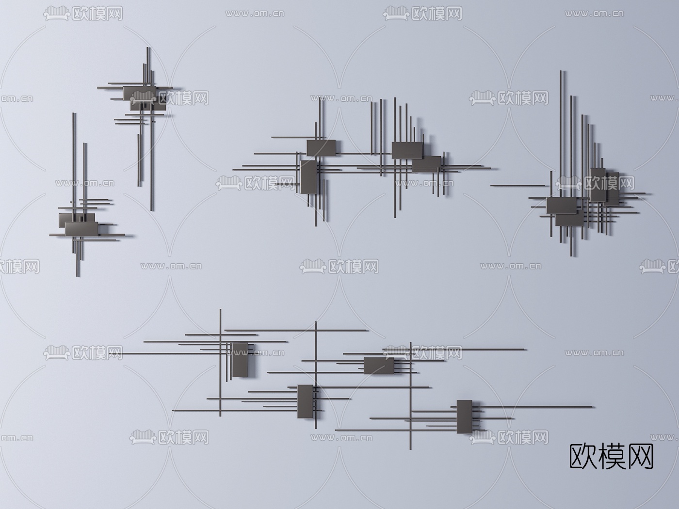 现代金属挂件3d模型下载