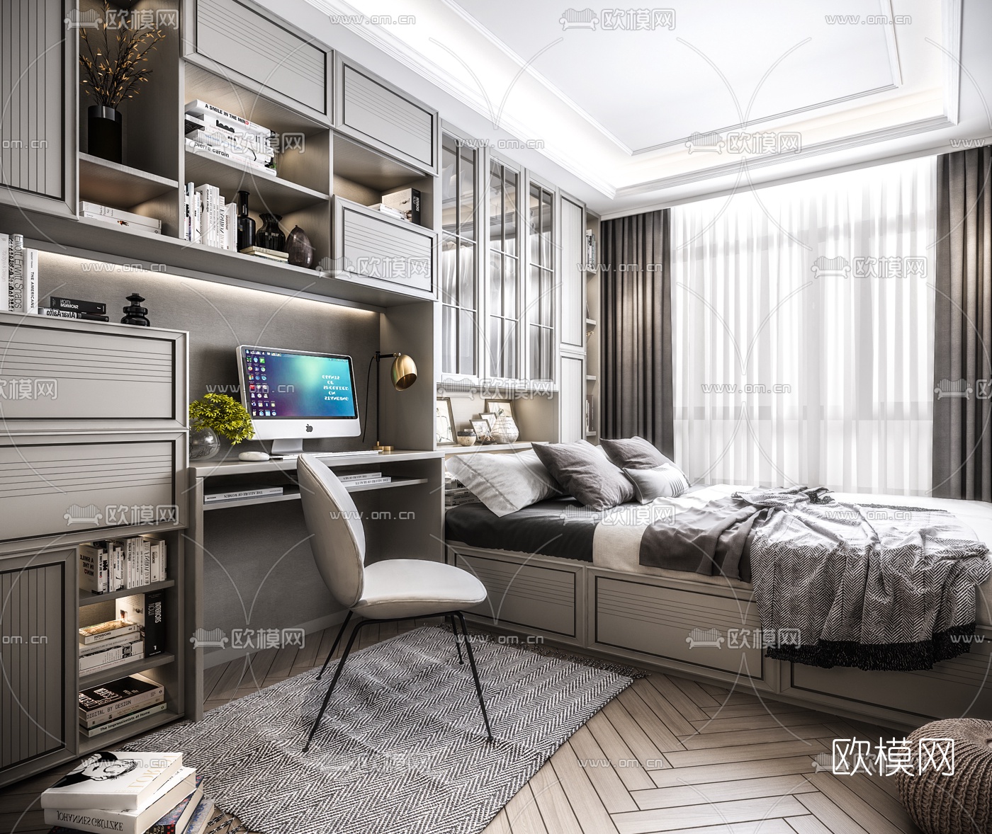 现代榻榻米卧室3d模型