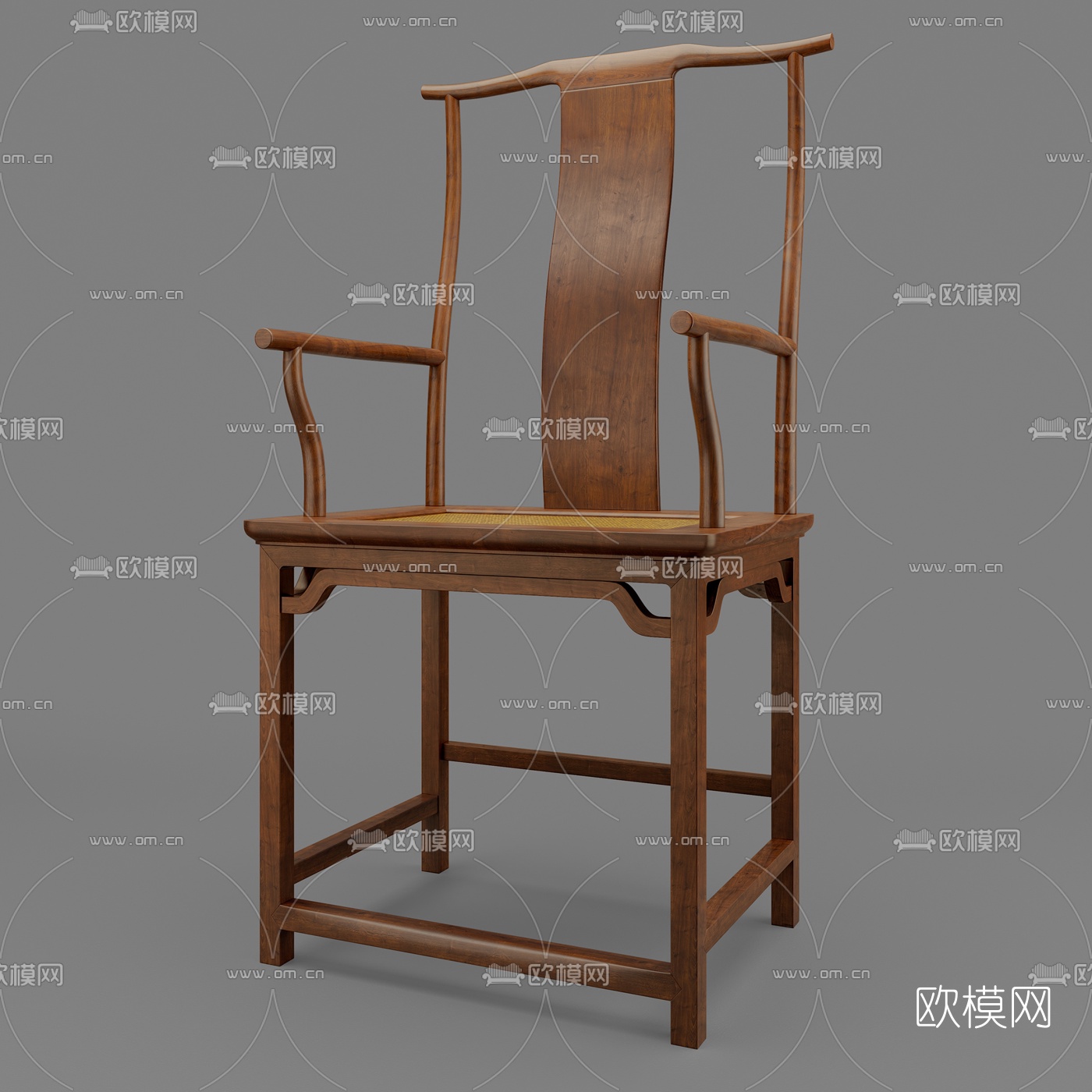 中式实木单椅3d模型下载