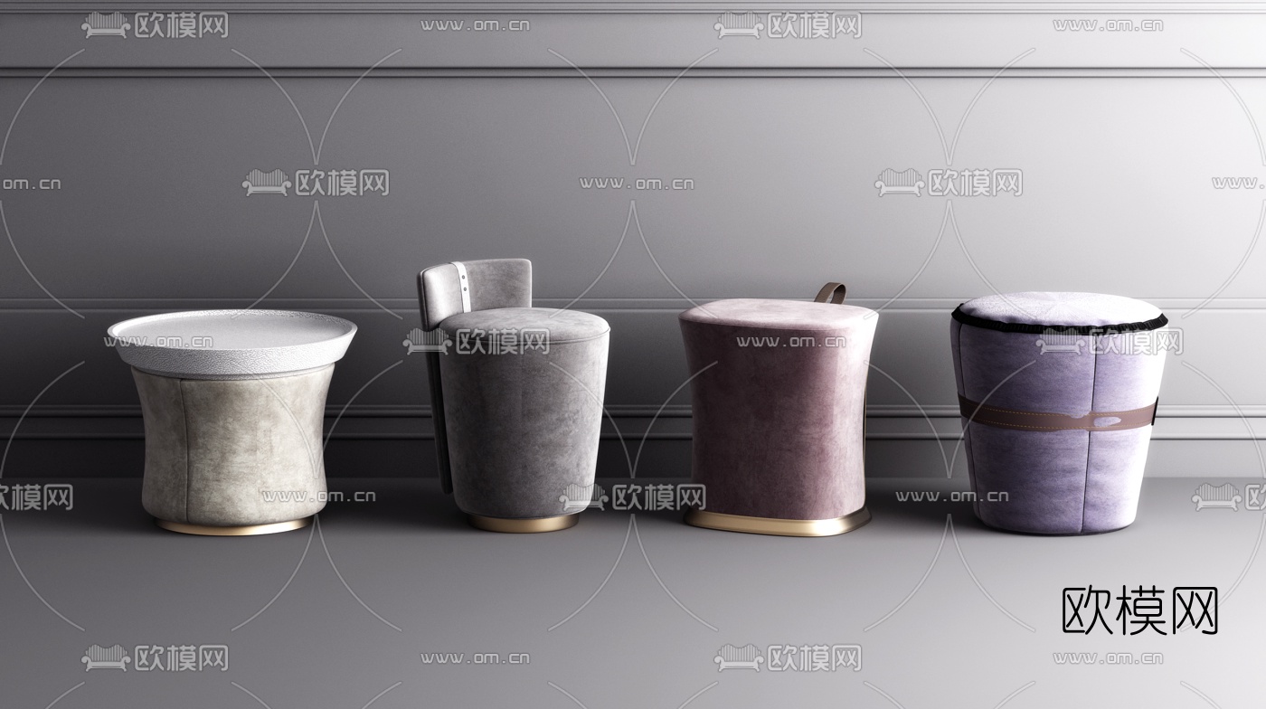 现代轻奢圆凳3d模型下载