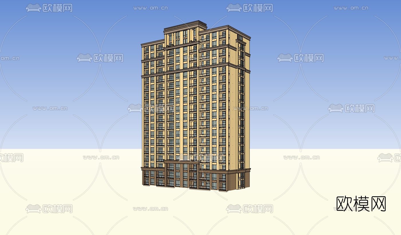新古典高层公寓楼su模型下载