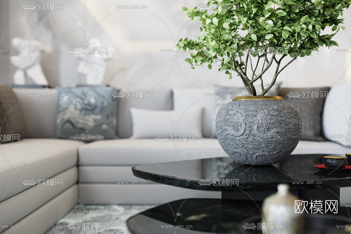 于计设计中式客厅3D模型下载（渲染图4）