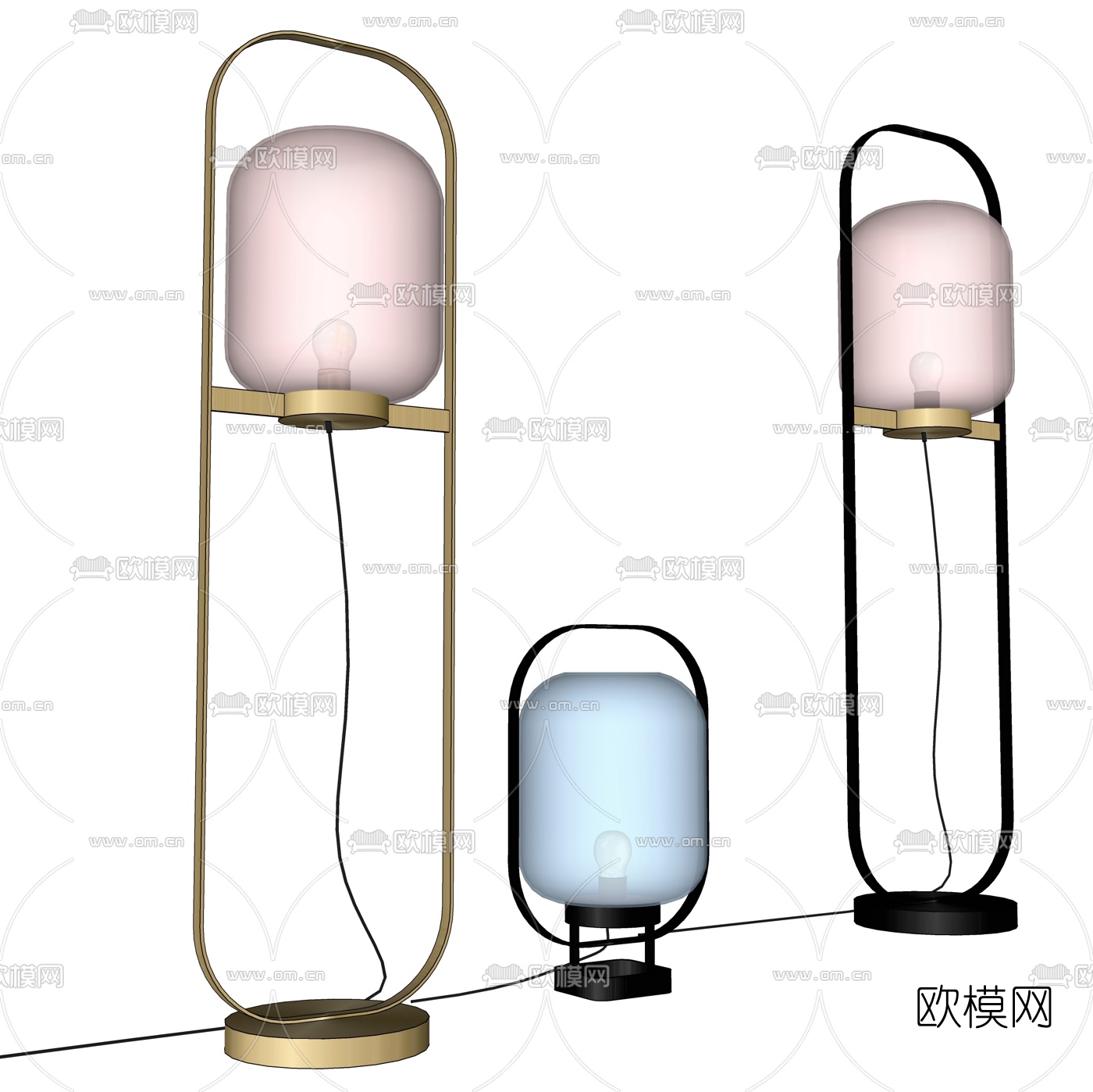中式落地灯组合su模型下载（渲染图2）
