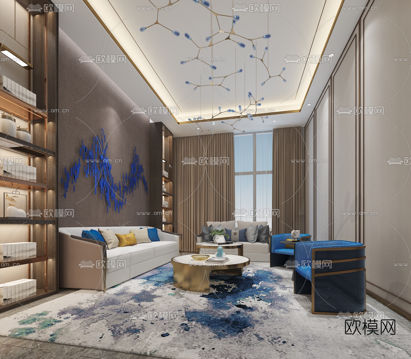 新中式售楼处3d模型下载（渲染图4）