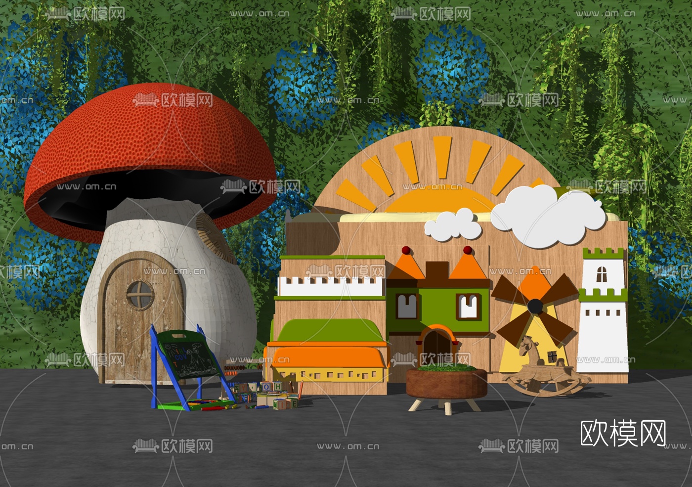 现代玩具卡通木屋组合su模型下载