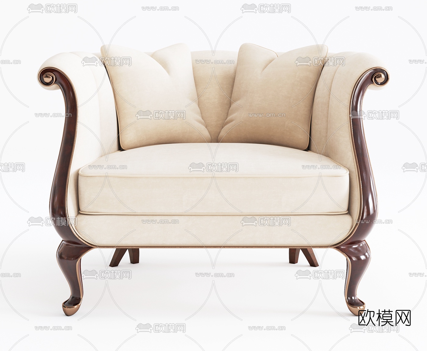 简欧ChristopherGuy沙发椅组合3D模型下载（渲染图3）