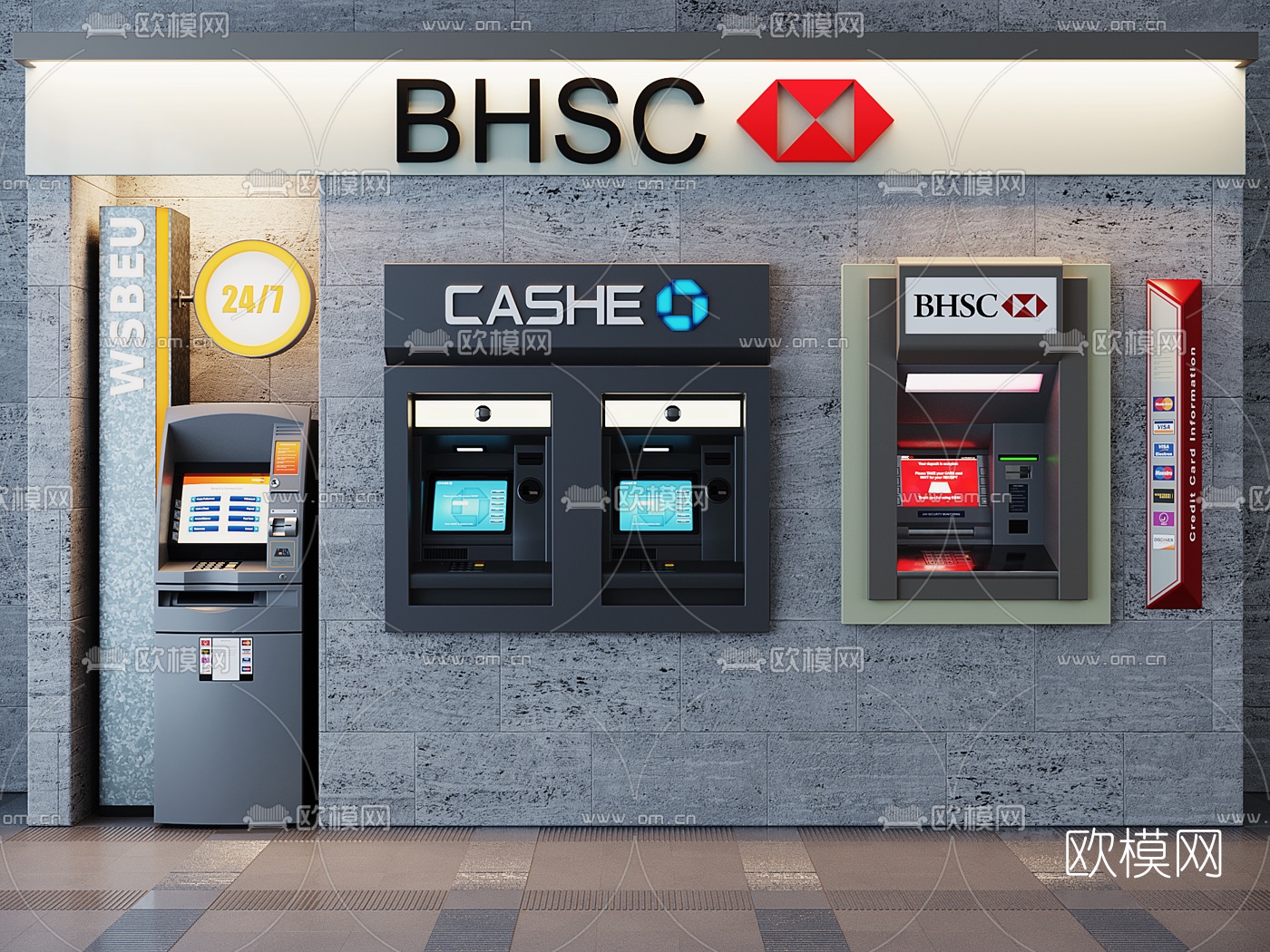 现代银行ATM自动存取款机3d模型