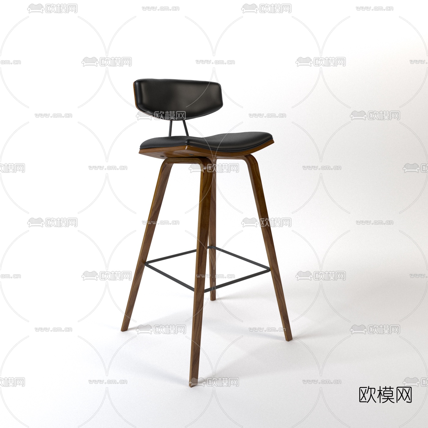 现代实木吧台椅3d模型
