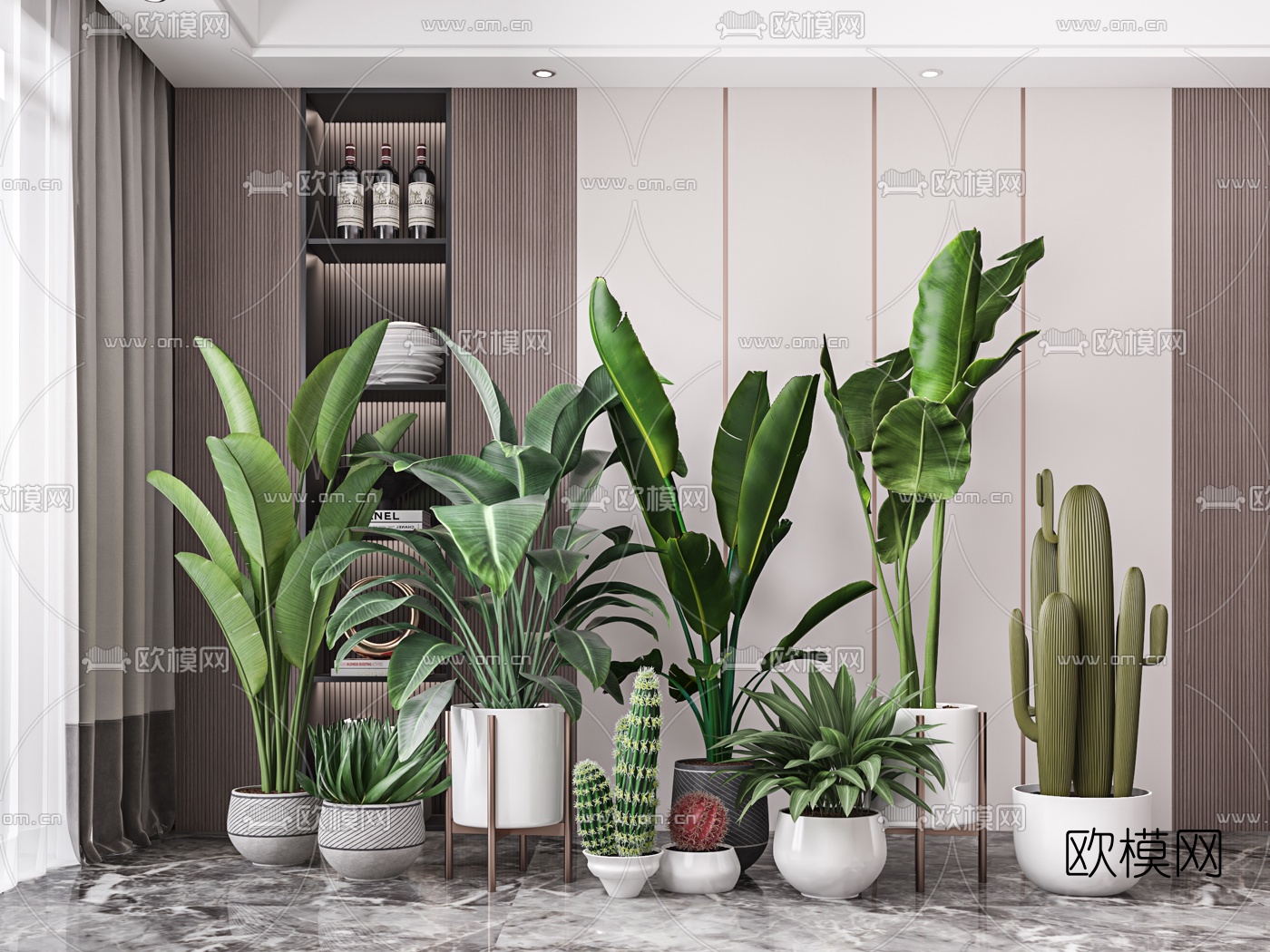 现代绿植盆栽3d模型下载