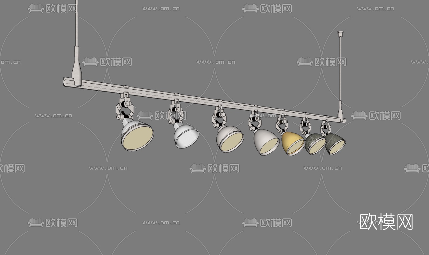 现代射灯轨道灯免费su模型下载（渲染图1）