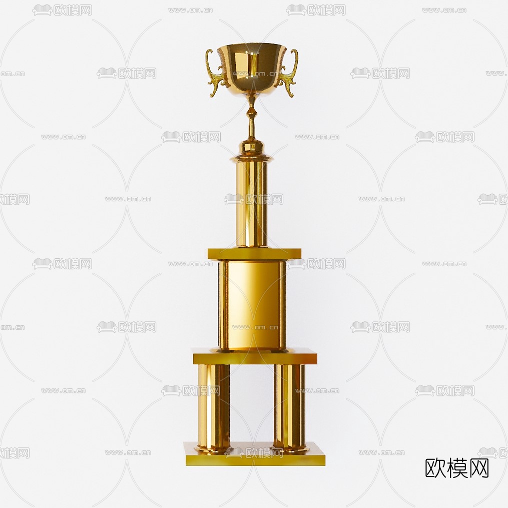 现代奖杯组合su模型下载（渲染图2）
