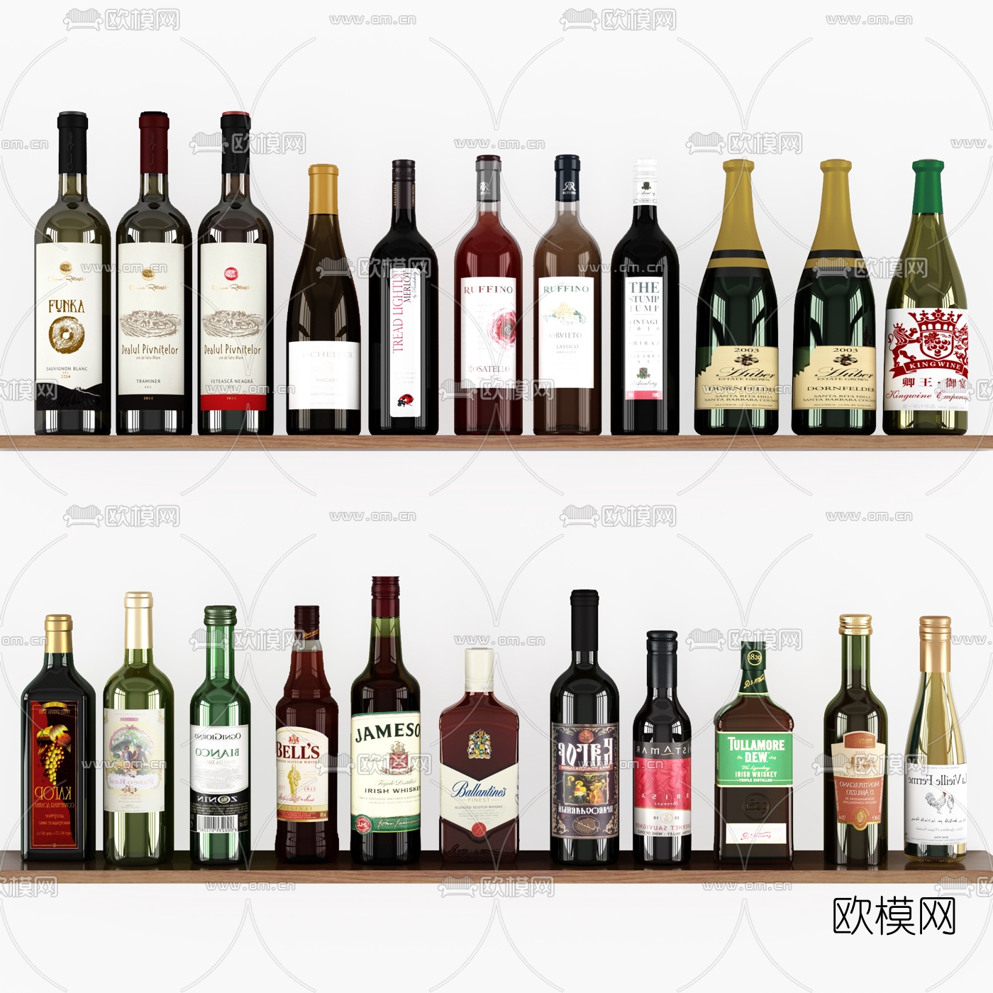 现代红酒啤酒酒瓶3d模型下载