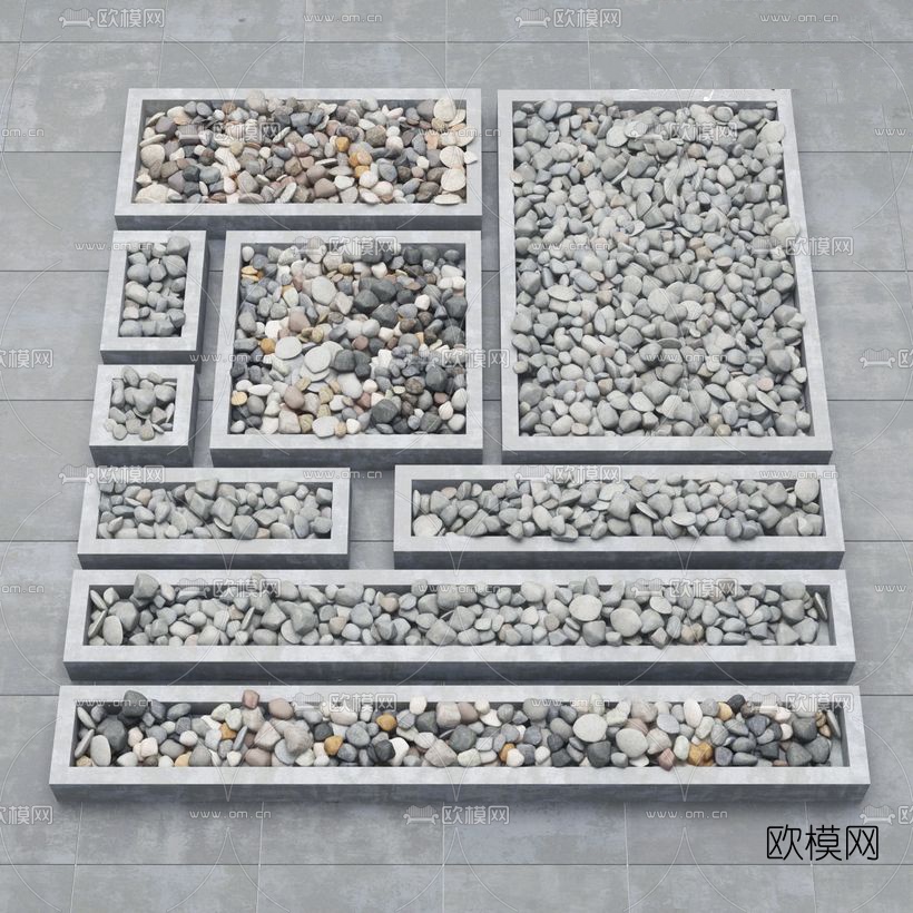 现代鹅卵石组合3D模型
