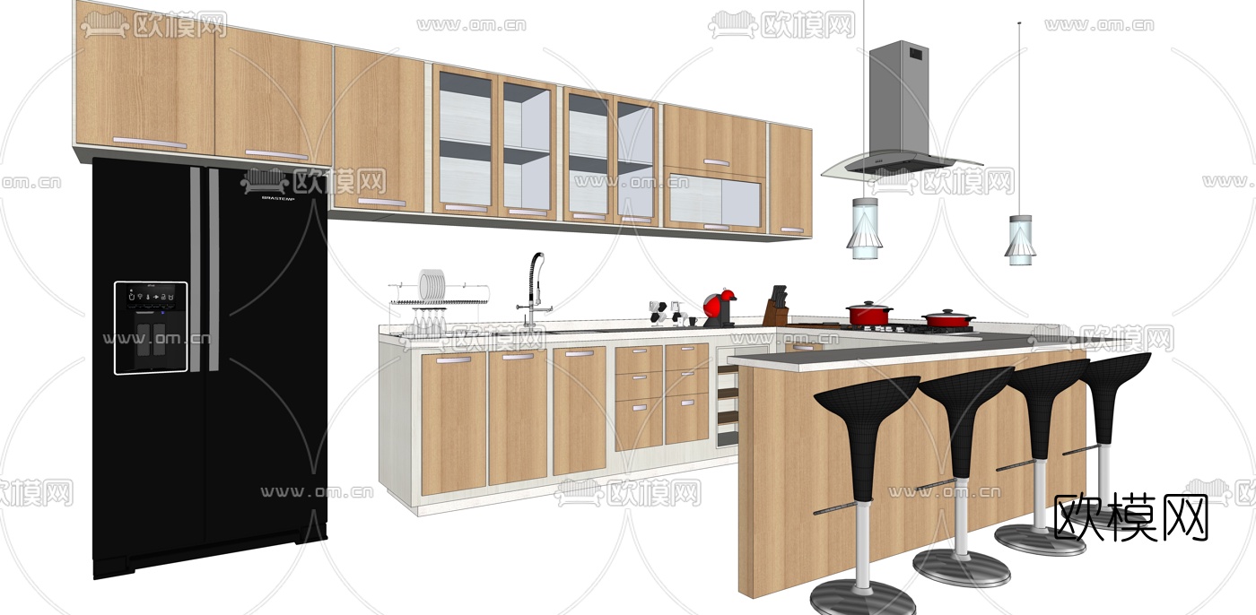 现代橱柜su模型下载（渲染图3）