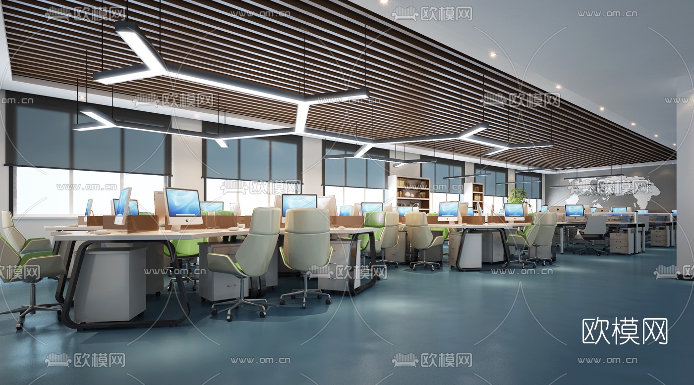现代办公区3D模型下载