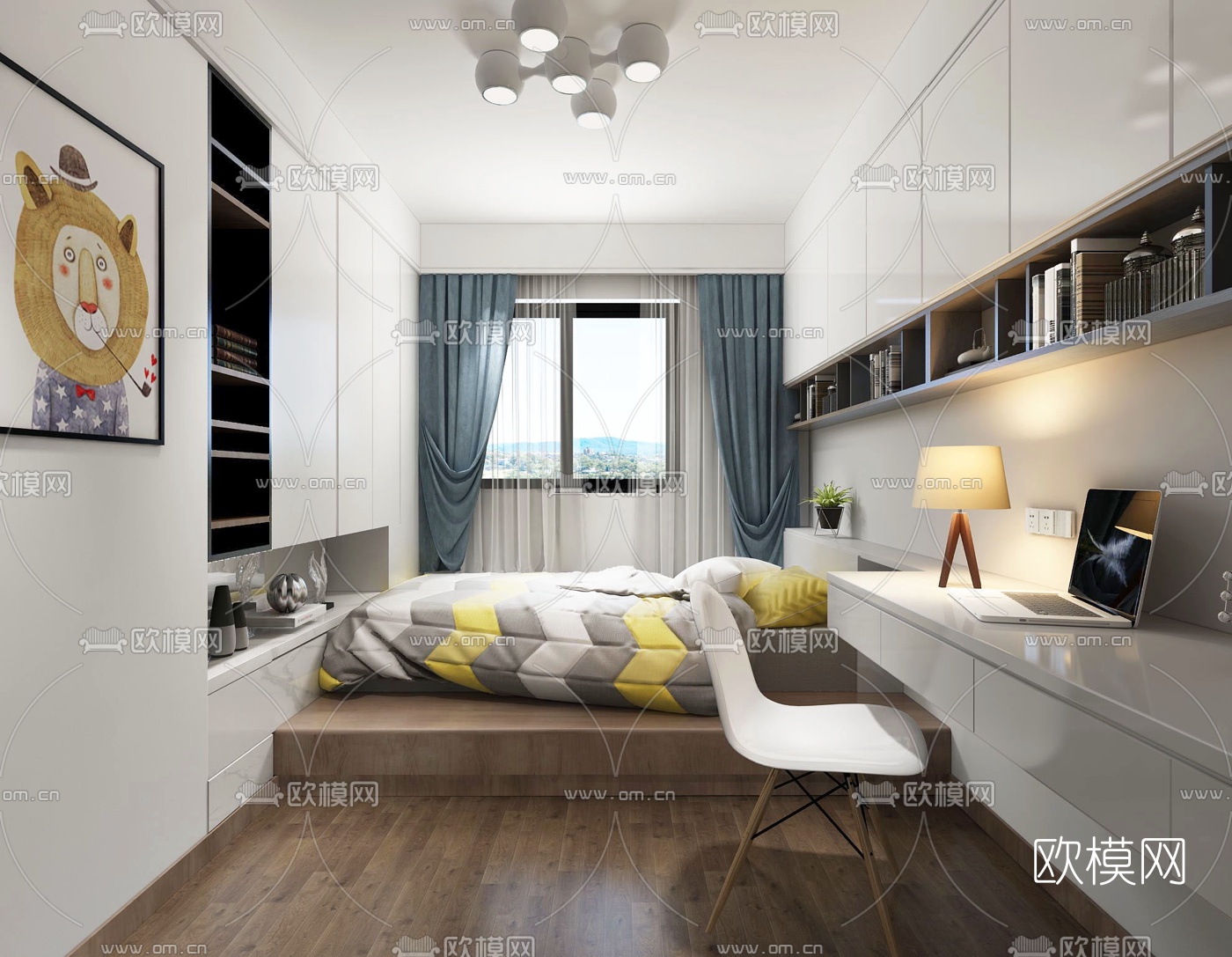 现代卧室榻榻米3D模型