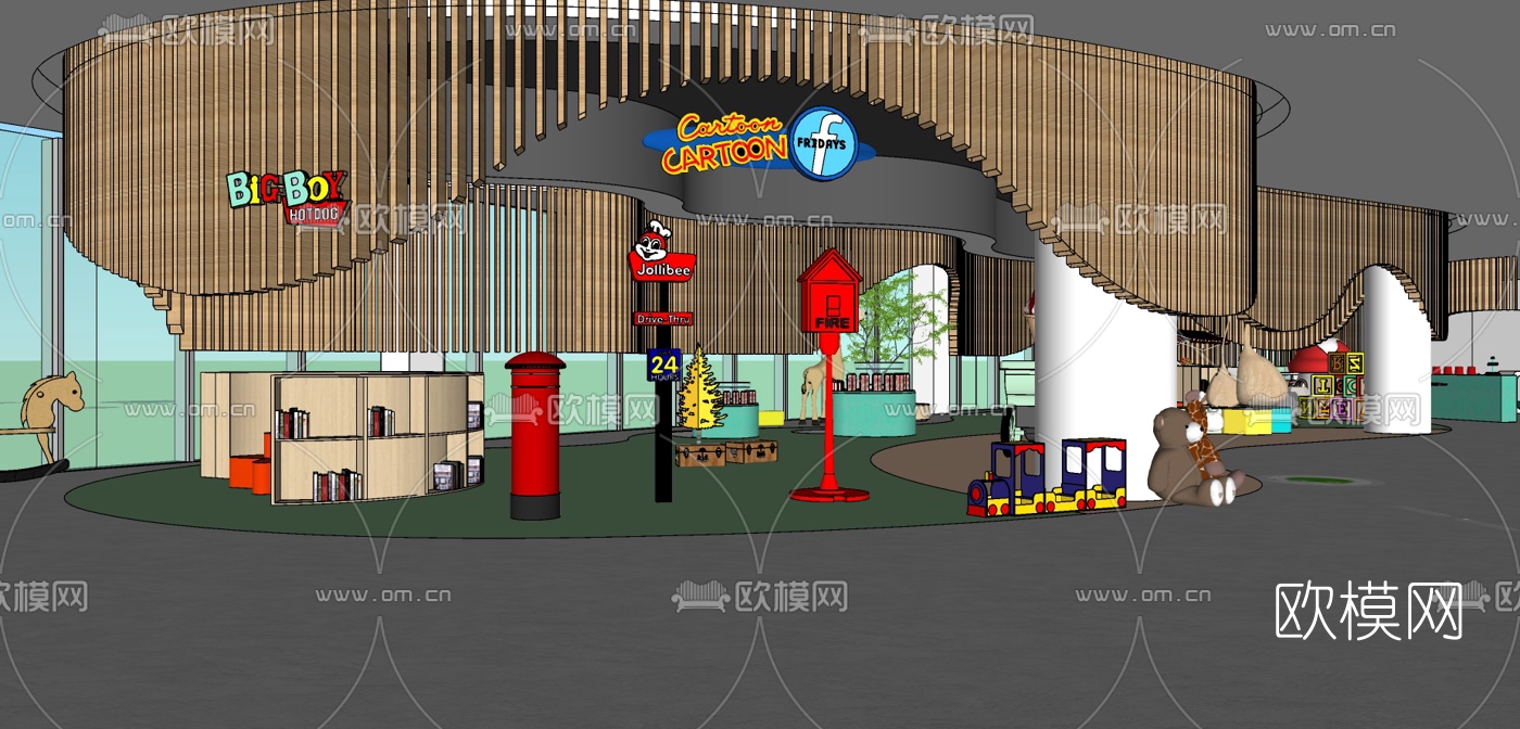 现代儿童成长主题乐园su模型下载（渲染图6）