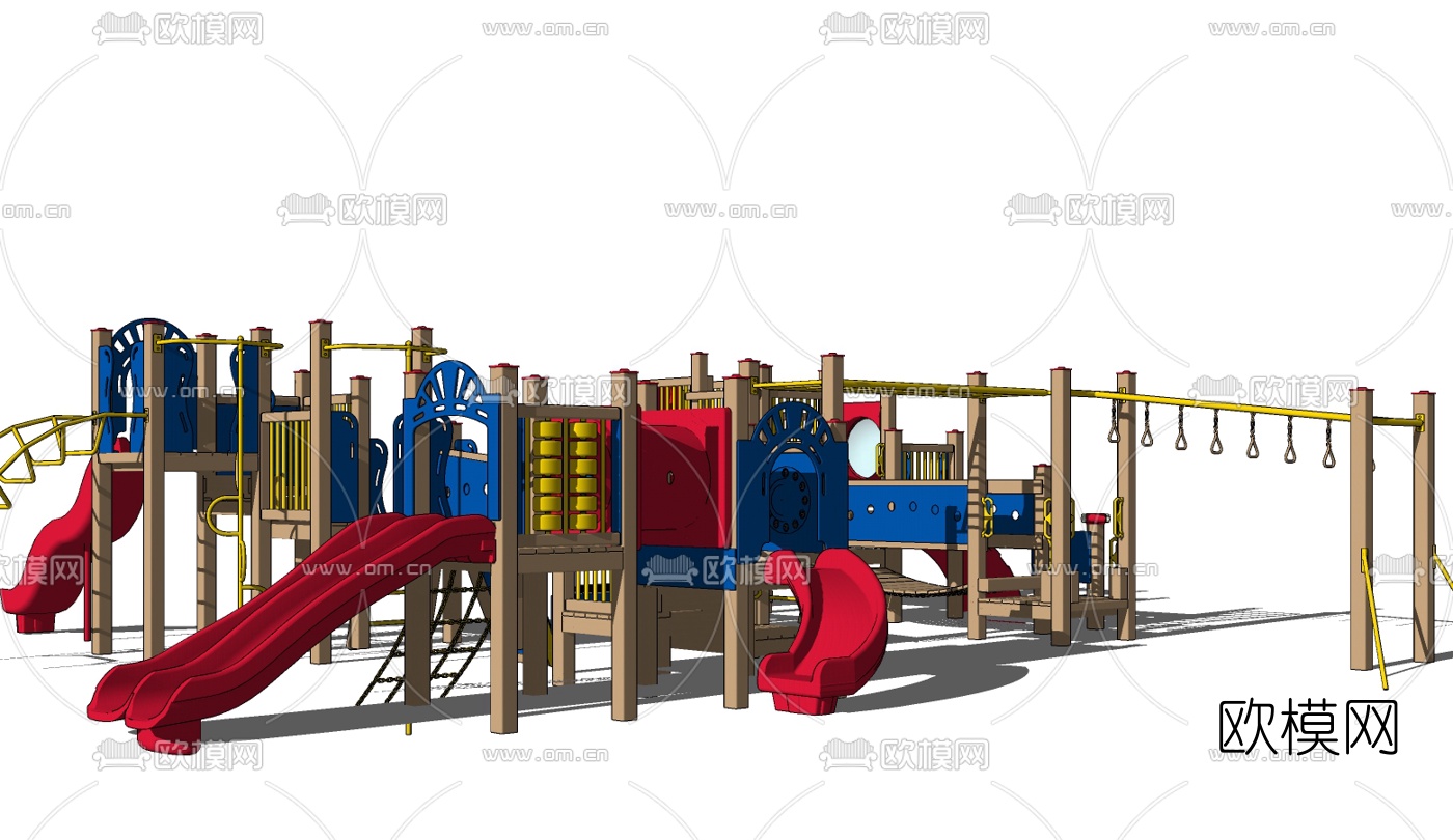 现代幼儿园滑梯免费su模型下载（渲染图1）