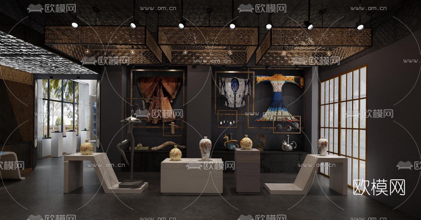 现代民俗博物馆展厅3d模型