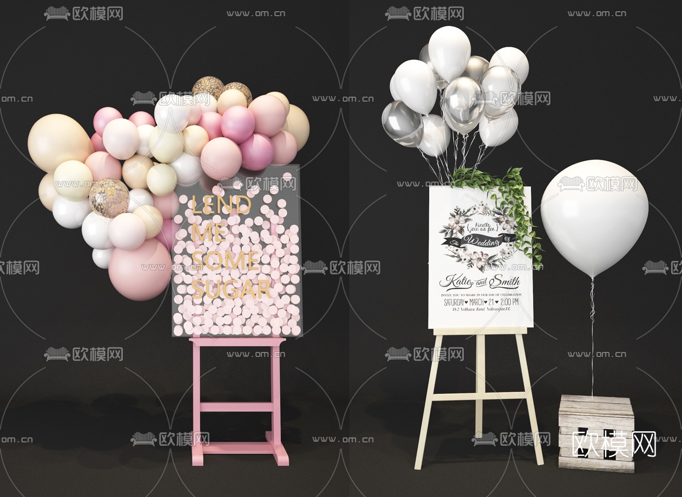 北欧婚庆婚礼花艺气球展示架3d模型下载