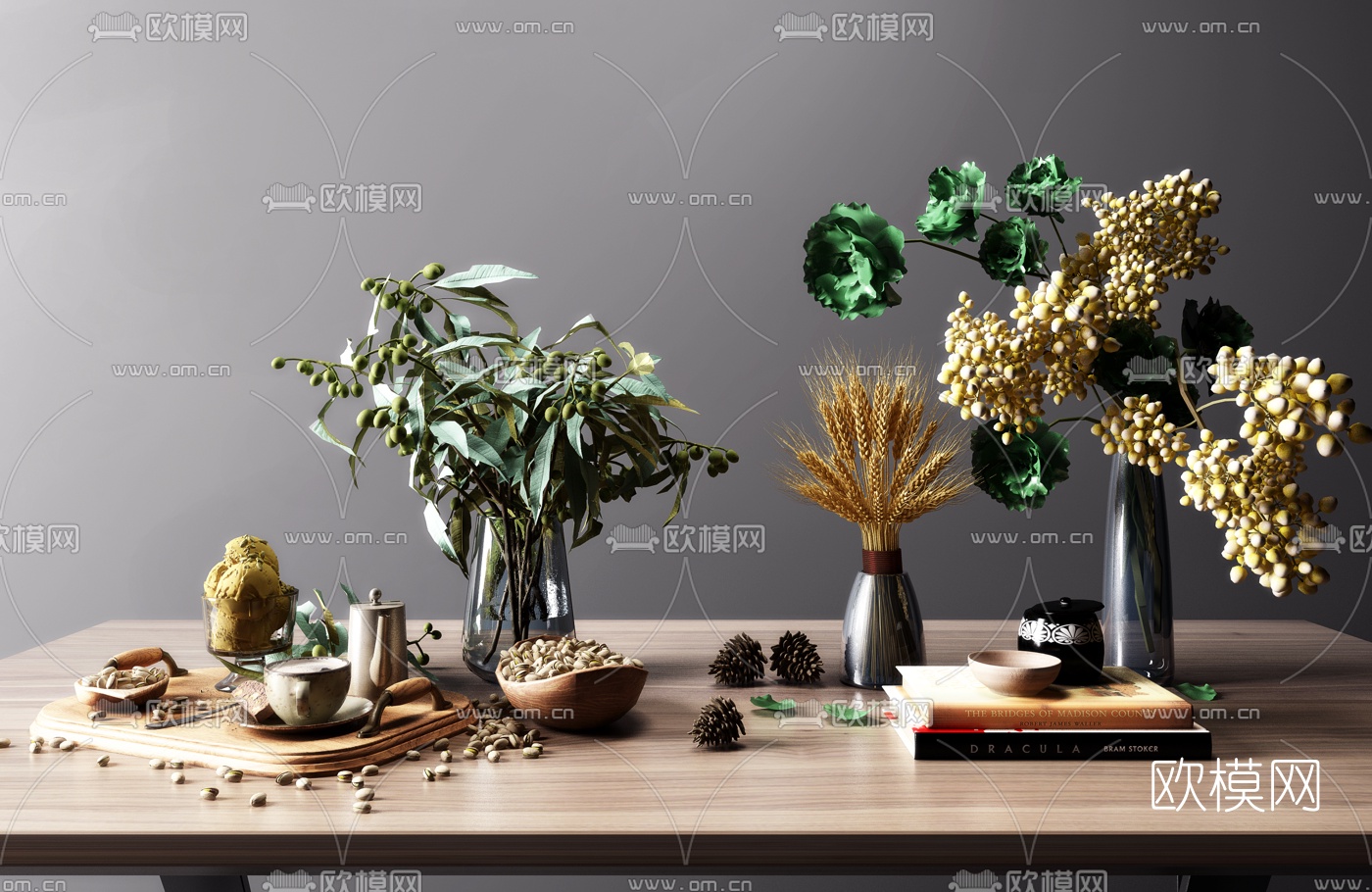 后现代花瓶花卉食物茶具摆件3d模型下载