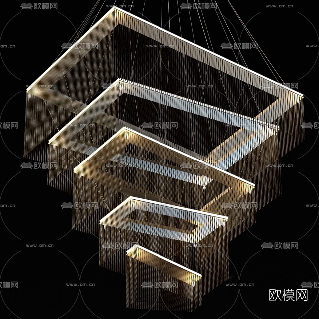 现代金属吊灯3D模型