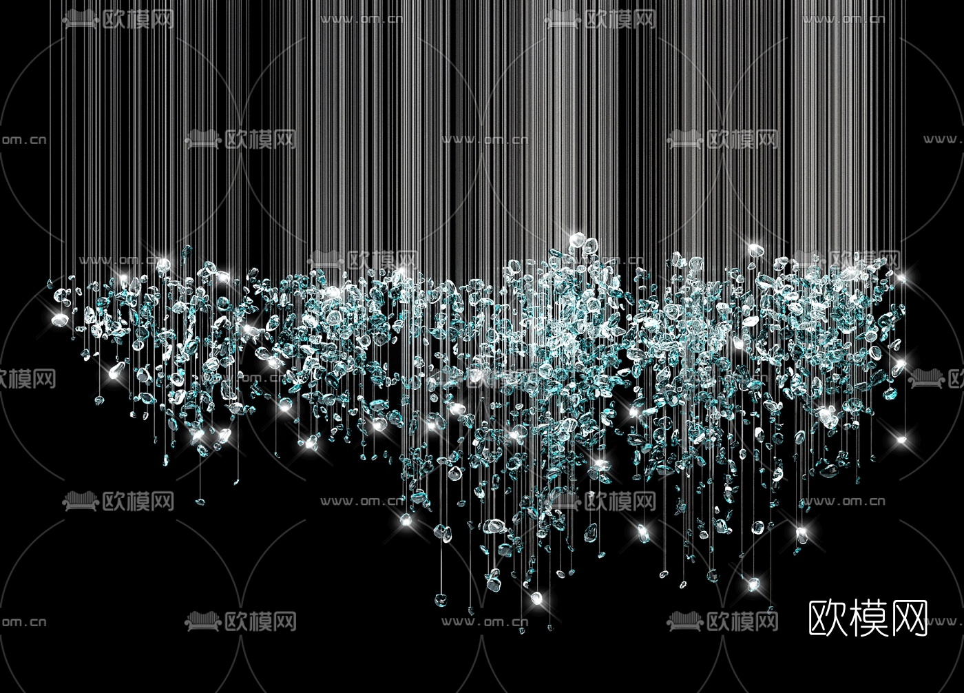 现代水晶装饰吊灯3d模型下载