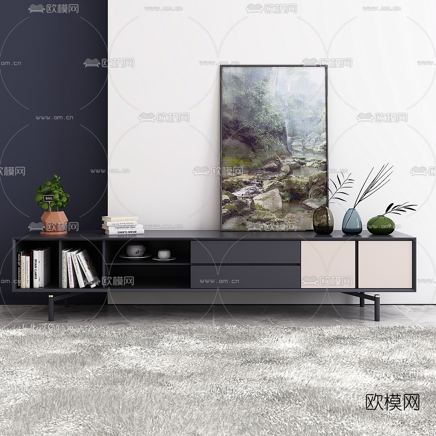 现代简约电视柜3d模型