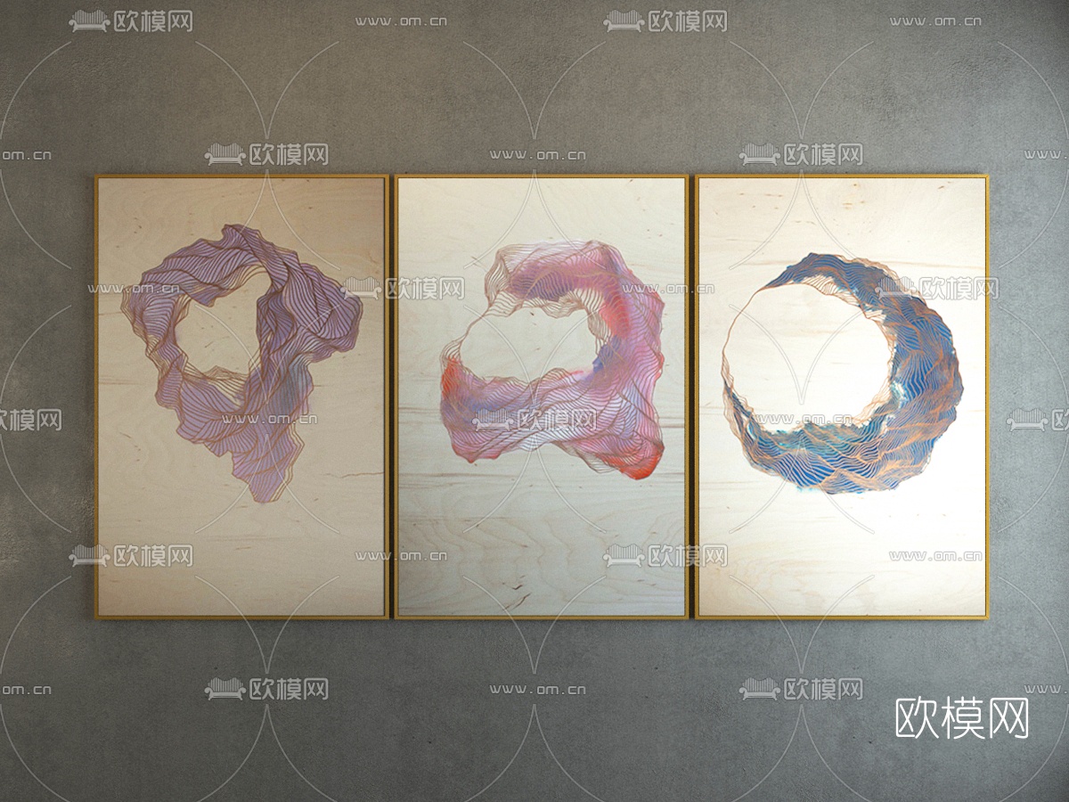 现代挂画装饰画组合3D模型