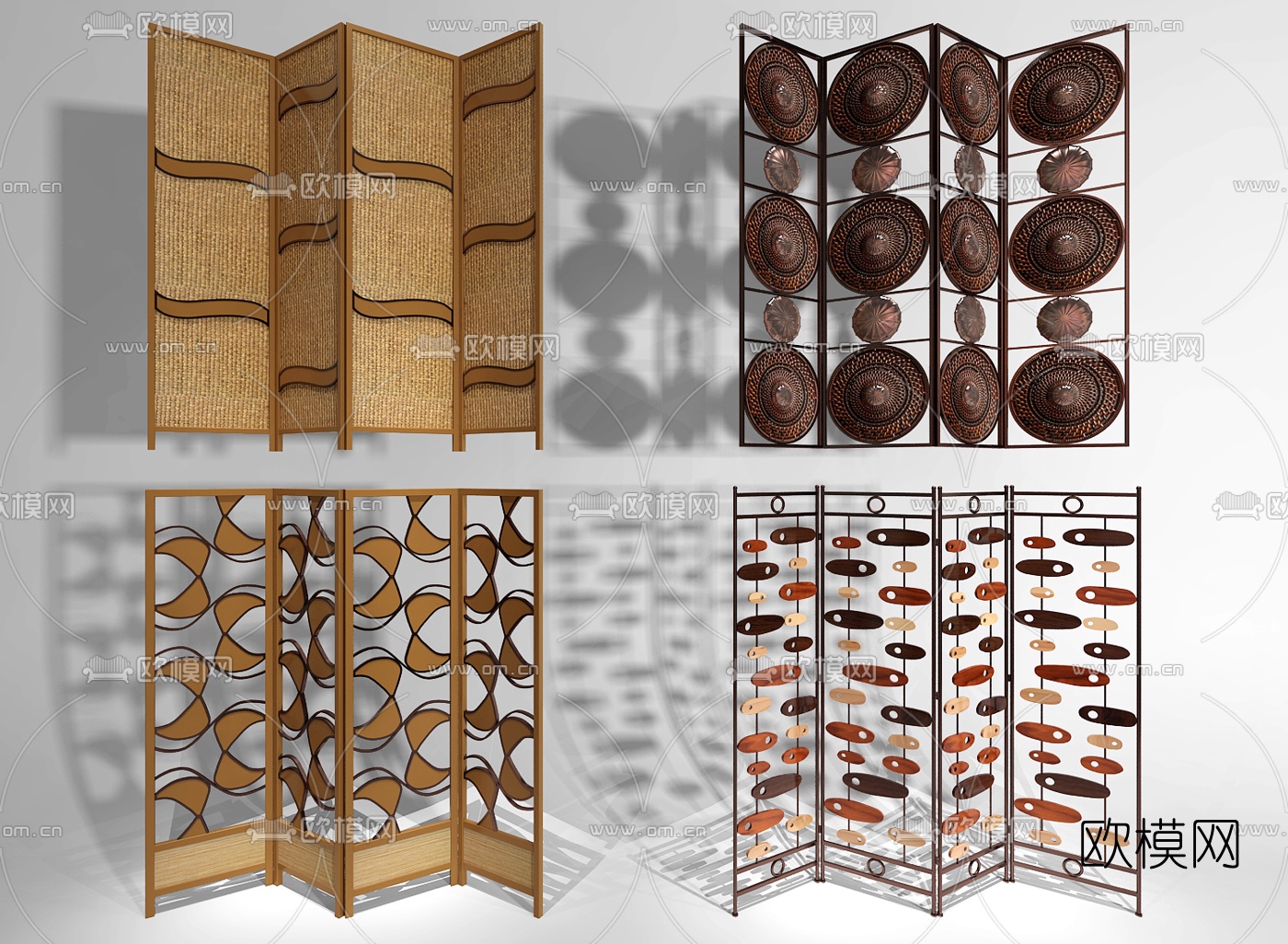 东南亚屏风隔断3d模型下载（渲染图1）