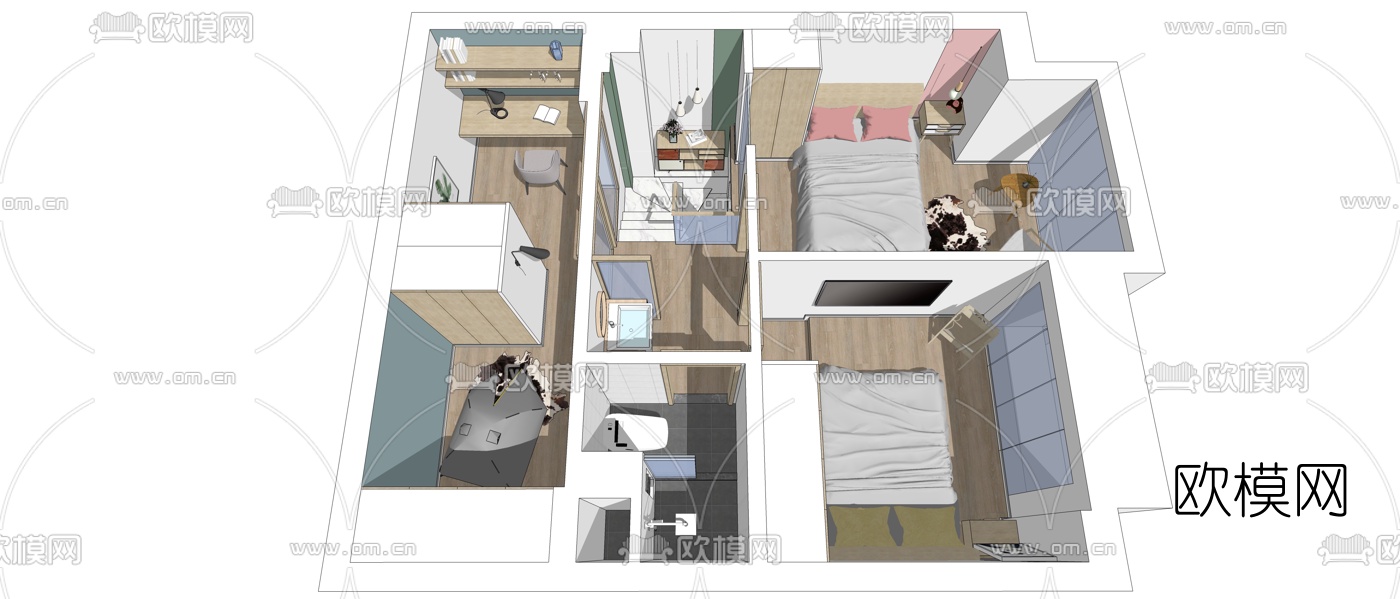 北欧客餐厅su模型下载（渲染图5）