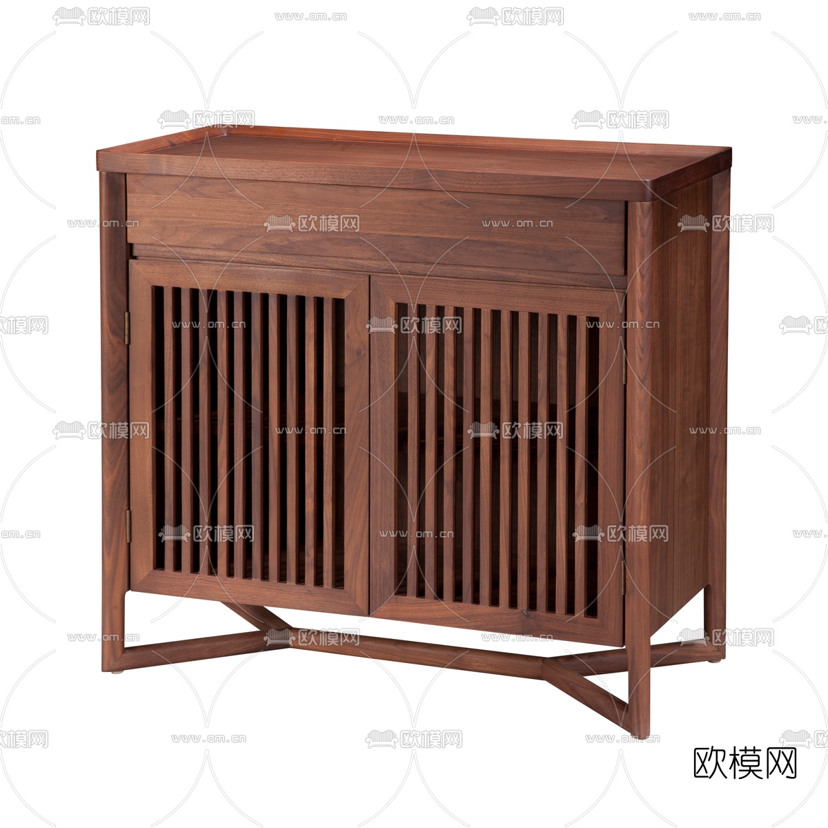 现代实木边柜3D模型