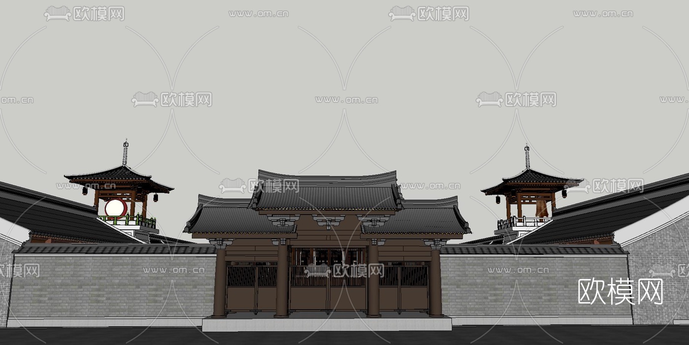 中式寺院su模型